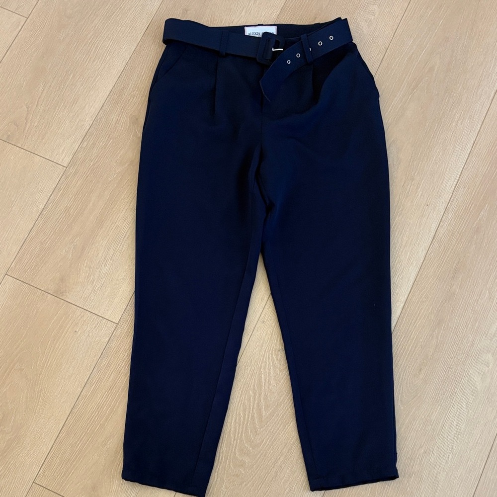 Alexia Admor Navy Tapered Chinos with Belt